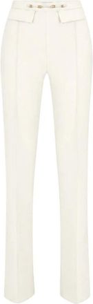Elisabetta Franchi Palazzo Broek - Dames - Wijde Broeken - Wit - 2XL - Polyester - Broeken