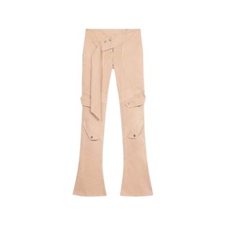 Blumarine Wide Trousers, female, Beige, Size: XS Belted Panelled Wide Trousers