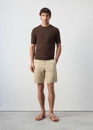Mango Bermuda denim misto cotone lino regular-fit beige - Uomo - 44 - MANGO MAN