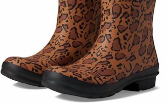 Hunter Womens Original Short Leopard Print Boots In Rich Tan/saddle/black