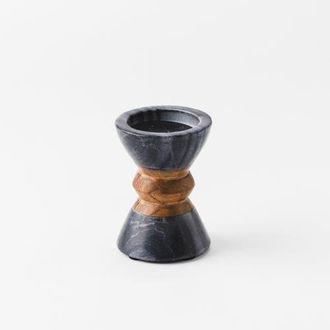 Mela Artisans Monarch Marble & Acacia Candleholders in Black at Nordstrom, Size Large