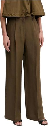 Pinko Wijde broek - Dames - Wijde Broeken - Bruin - XS - Linnen - Broeken