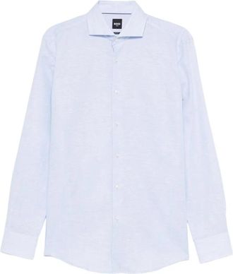 HUGO BOSS H-Hank Buttoned Shirt - Heren - Zakelijke Overhemden - Blauw - L - Katoen - Overhemden