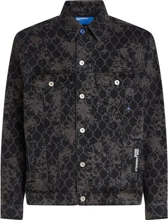 Karl Lagerfeld Giacca denim con stampa grafica - Grigio