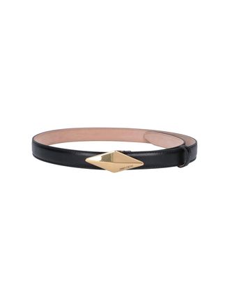 Jimmy Choo London Black Diamond Clasp Leather Belt