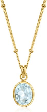 Ross-Simons Sky Blue Topaz and Bead Station Necklace in 18kt Gold Over Sterling