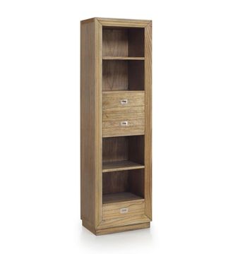 Moycor Librer&iacute;a de madera de mindi beige 4 huecos y 3 cajones alt. 190 cm
