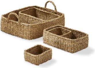 Tag Rectangular Tray with 5 Baskets Natural Seagrass Decor in Beige at Nordstrom