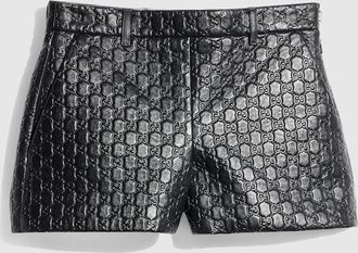 Gucci Embossed GG Leather Shorts, Blue, Ready-to-wear