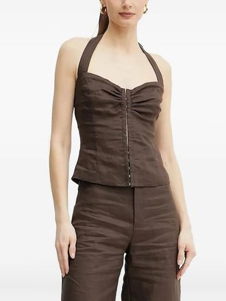 Bardot Top con scollo allamericana - Marrone