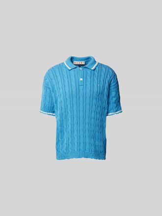 Marni Regular Fit Poloshirt in Strick-Optik in Royal, Gr&ouml;&szlig;e 48