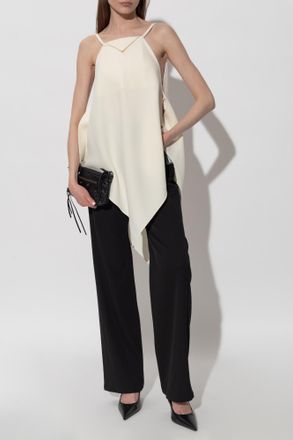 Balenciaga Sleeveless Top With An Asymmetrical Cut, Womens, Cream