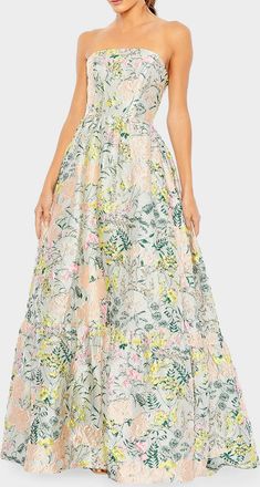 Mac Duggal Floral Brocade Ball Gown