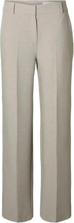 Selected Slfrita Mw Wide Pant Mel Noos Bukse - Dames - Wijde Broeken - Grijs - L - Polyester - Broeken