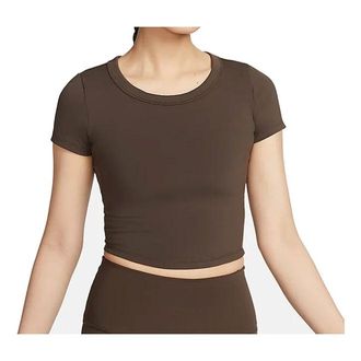 Nike (WMNS) Nike One Fitted Dri-fit Quick-drying Short-sleeved Top Brown FN2805-237