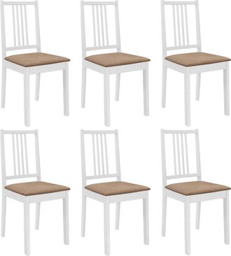 vidaXL Sillas De Comedor Con Cojines De Madera Maciza Blanca 6 Unidades Vidaxl