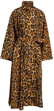 Alaia Animal Print Nylon Taffeta Trench Coat in Noir/Caramel at Nordstrom, Size 4 Us