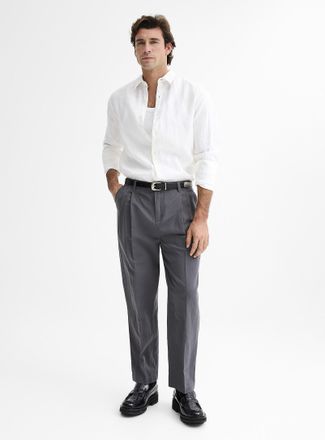 Le 31 Mens Cotton-linen pant Reykjavik fit - Tapered with pleats