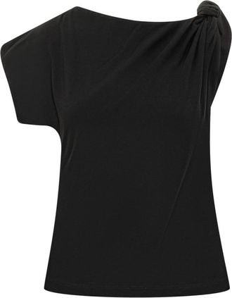 Pinko Black Solid One Shoulder T-Shirt