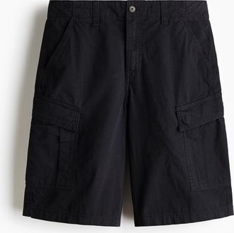 H&M Cargoshorts aus Baumwolle in Loose Fit - Schwarz