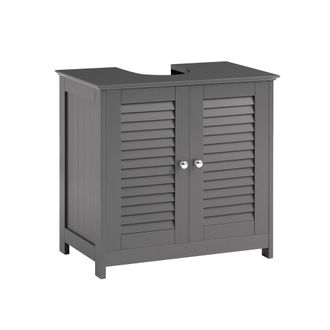 SoBuy Sobuy - Mueble Para Debajo Del Lavabo Armario De Ba&ntilde;o De Suelo 2 Estantes Y 2 Puertas Gris Oscuro 60 X 35 X 58 Cm Frg237-ii- Dg Es