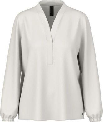 Marc Cain Soepelvallende Blouse - Dames - Blouses - Blauw - 3XL - Polyester - Overhemden