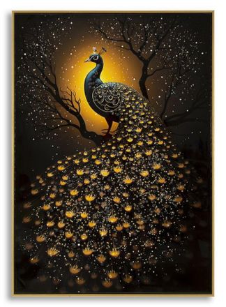 Mauro Ferretti L&aacute;mina Decorada Sobre Tela Lacada Con Marco Peacock Cm 70x4 X100