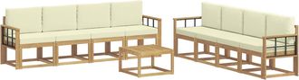 vidaXL Conjunto De Sof&aacute;s De Exterior 9 Uds. Blanco Y Crema Vidaxl
