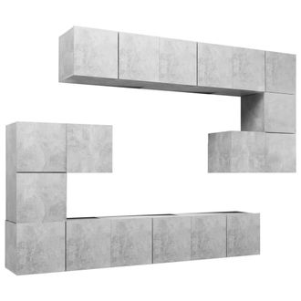 Berkfield Home 10 Piece TV Cabinet Set Concrete Grey Engineered Wood