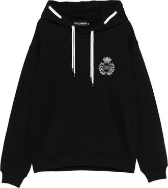 Dolce & Gabbana Felpa con ricamo e cappuccio - Nero