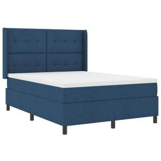 vidaXL Cama Tipo Box Spring Con Colch&oacute;n Azul 140 X 190 Cm Tela Vidaxl