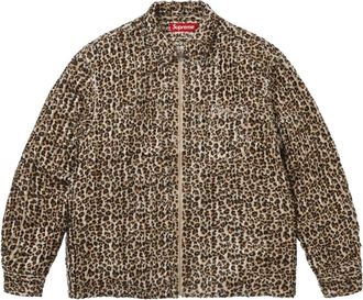SUPREME FW26 Leopard Frayed Zip Up Shirt Tan SUP-FW26-084-TAN
