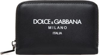 Dolce & Gabbana Zwarte Logo Print Portemonnee - Heren - Portefeuilles - Zwart - ONE Size - Leer - Accessoires