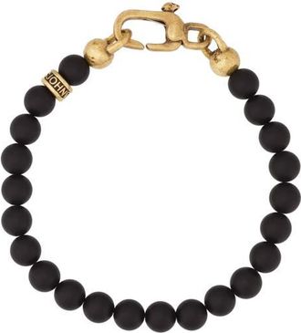 John Varvatos Mens Artisan Beaded Onyx & Brass Bracelet at Nordstrom, Size 9