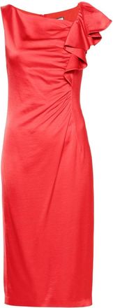 Nissa draped-detailing satin midi dress - women - Viscose/Polyester/Viscose - 36 - Red