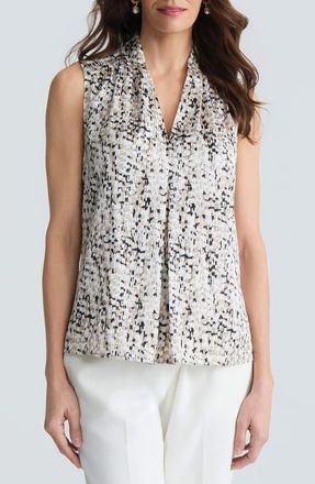 Kasper Pleated Sleeveless Top in Summer Straw Multi at Nordstrom, Size X-Large