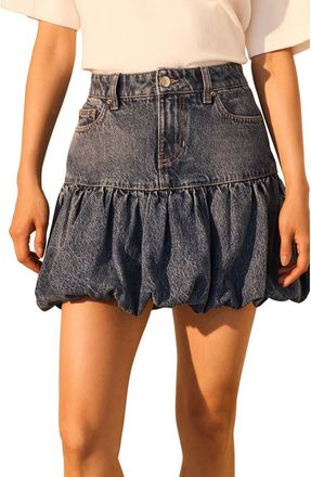 Next Puffball Denim Miniskirt in Blue at Nordstrom, Size 12 Us