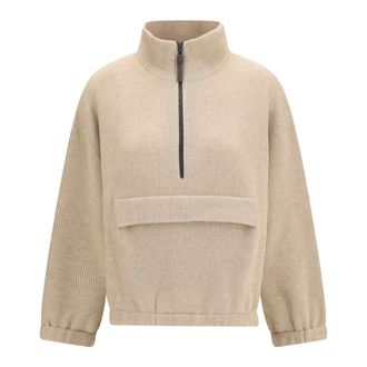 Brunello Cucinelli Jersey de Cachemira con Media Cremallera - Knitwear - Hombre - Marr&oacute;n - S