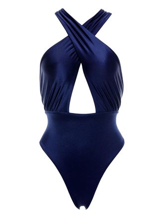 Agua Bendita Costume intero con spalline incrociate - Blu
