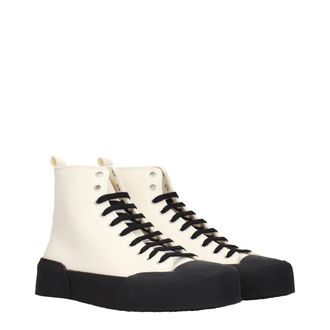 Jil Sander Lace-Up High-Top Sneakers - Beige
