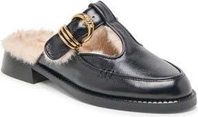 Dolce Vita Harlah Faux Fur Mule in Black Leather at Nordstrom Rack, Size 7.5