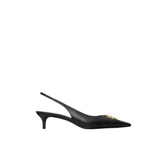 Tory Burch Charlie Slingback-pump met logo-plaquette - Dames - Schoenen - Zwart - Maat: 38 1/2 EU Leer