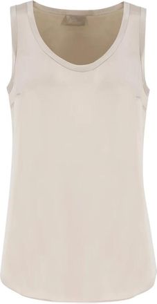 Brunello Cucinelli Zijden Satijnen Sporttop - Dames - Tops zonder mouwen - Beige - L - Satijn - Tops