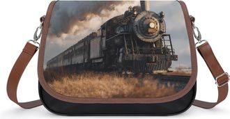 Generic Vintage Steam Train Womens Crossbody Bag Fashion Shoulder Handbags Message Tote Bag with Adjustable Strap
