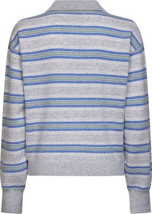 Guest In Residence Womens Polo Shirt Collegiate Stripe Grey Cashmere Tops