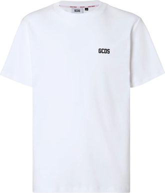 GCDS Gcds, Tops, Heren, Wit, L, Katoen, Logo-print katoenen T-shirt