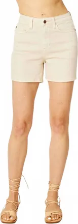 Judy Blue High Waist Garment Denim Short In Dyed Bone