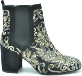 Stuart Weitzman Stijlvolle donkerblauwe enkellaarsjes met 3D-print - Dames - Enkellaarsjes - Zwart - 37 1/2 EU - Leer - Schoenen