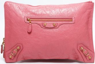 Balenciaga Giant Pink Leather Clutch Bag (Pre-Owned)