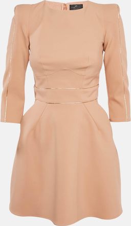 Elisabetta Franchi Salmon Pink Crepe Shoulder Padded Mini Dress